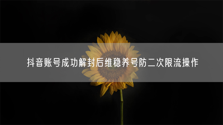 抖音账号成功解封后维稳养号防二次限流操作